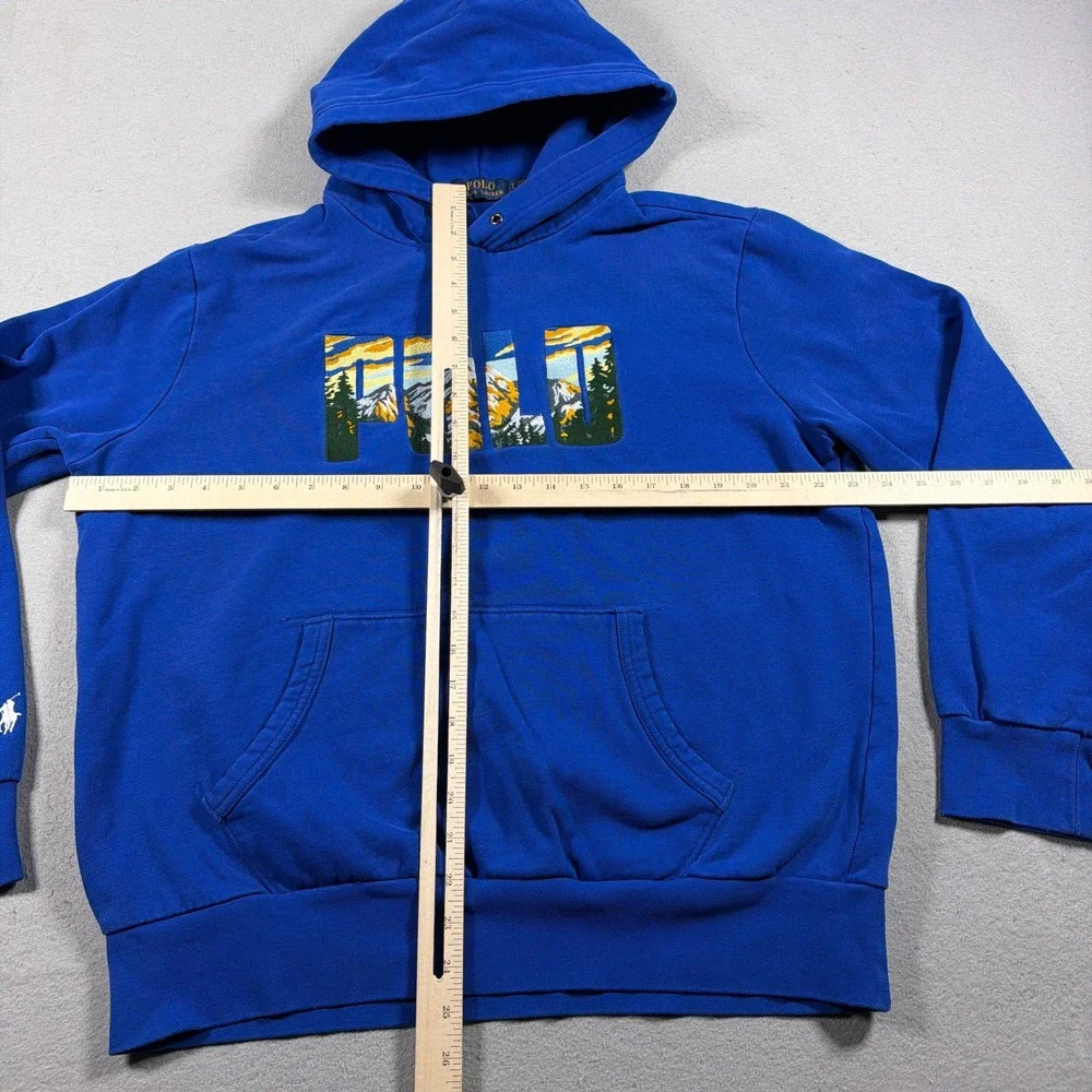 Polo Ralph Lauren‎ Hoodie Men Large Regular Blue Mountain Graphic Logo Gorpcore